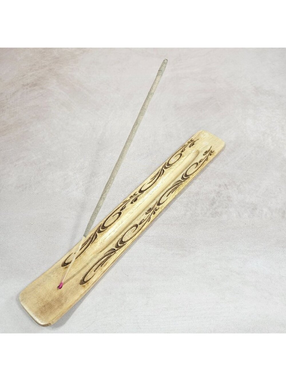10" Hand Carved Wooden Incense Holder Stick Burner Ash Catcher Leaf  Design